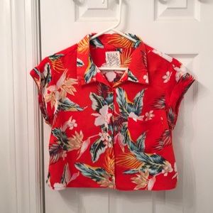 Billabong Hawaiian shirt crop top.